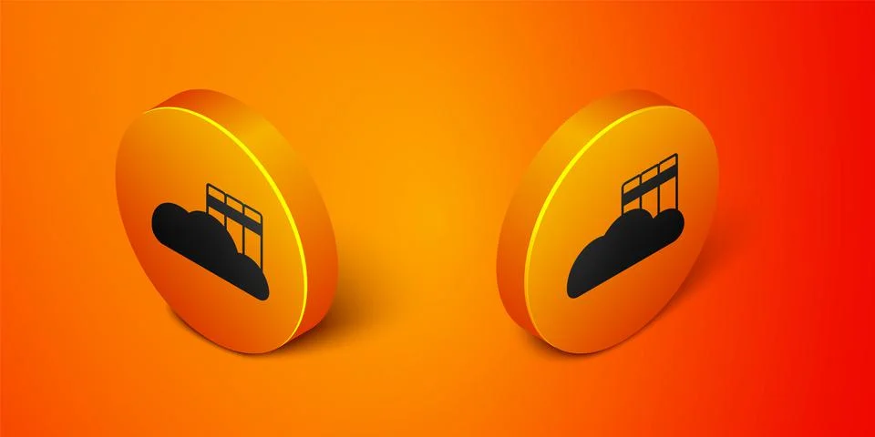 Isometric Cloud or online library icon isolated on orange background. Internet Stock Illustration
