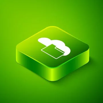 Isometric Cloud or online library icon isolated on green background. Internet Stock Illustration