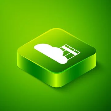 Isometric Cloud or online library icon isolated on green background. Internet Stock Illustration