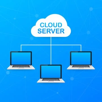 Isometric cloud server illustration. Cloud network server vector illustration Stock Illustration