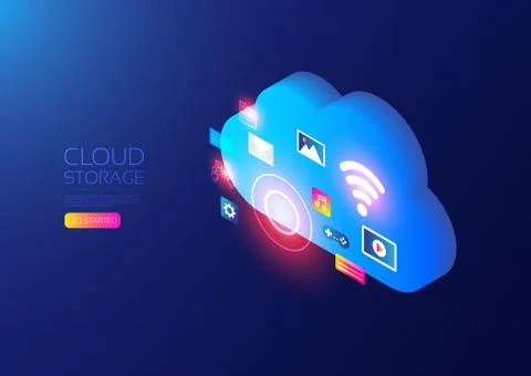 Isometric cloud service Illustration