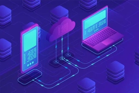 Isometric cloud storage concept. イラスト素材