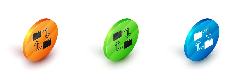 Isometric Cloud storage text document folder icon isolated on white background 스톡 일러스트