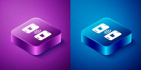 Isometric Cloud technology data transfer and storage icon isolated on blue and 스톡 일러스트