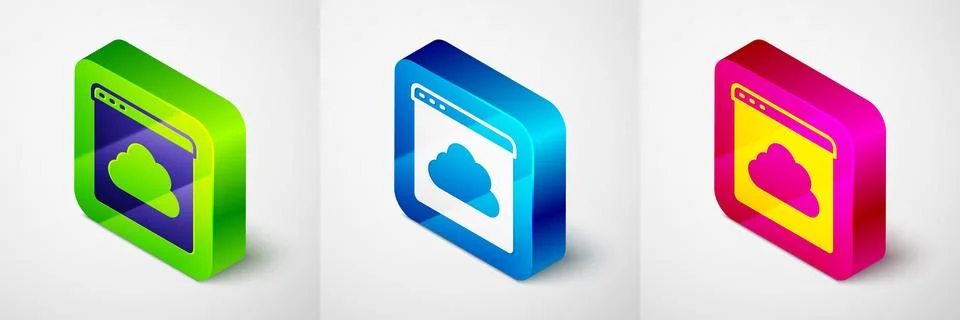 Isometric Cloud technology data transfer and storage icon isolated on grey 스톡 일러스트