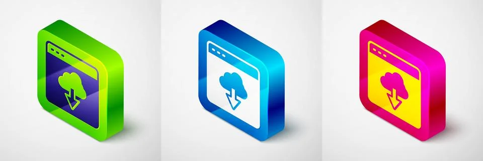 Isometric Cloud technology data transfer and storage icon isolated on grey Stockillustratie