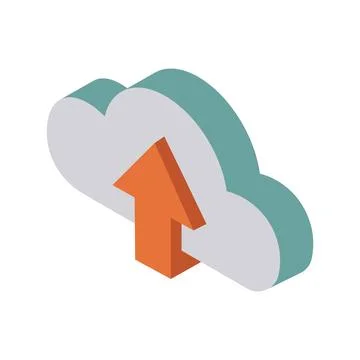 Isometric Cloud Upload Vector Icon Representing Data Storage and Cloud Comp.. Stock Illustration