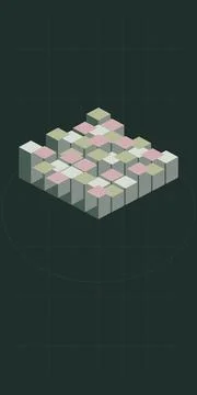 An isometric cluster of pastel blocks forms a compact three-dimensional str.. Stock Illustration