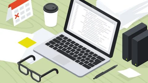 Isometric Coding Vector Illustration Illustrazione stock