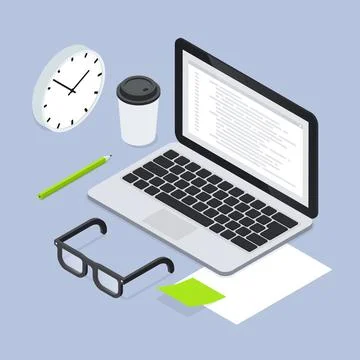 Isometric Coding Vector Illustration Stock Illustration