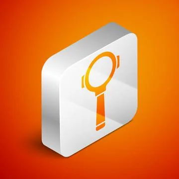 Isometric Coffee filter holder icon isolated on orange background. Silver square Stock Illustration