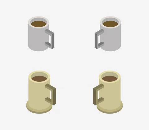 Isometric coffee icon illustrated in vector on white background Stock Illustration