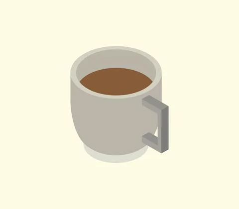 Isometric coffee icon illustrated in vector on white background Stock Illustration