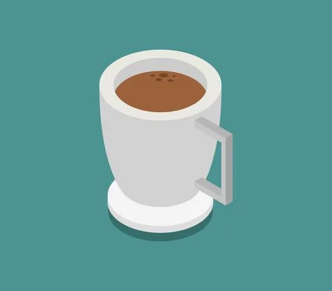 Isometric coffee icon illustrated in vector on white background Stock Illustration