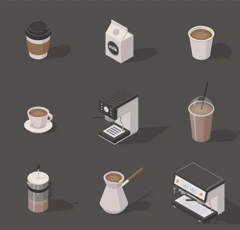 Isometric coffee shop set. Stock Illustration