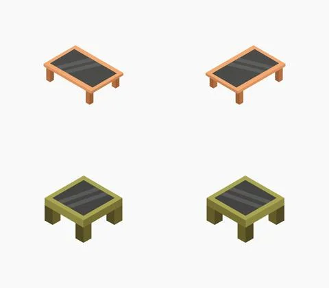 Isometric coffee table icon illustrated in vector on white background Stock Illustration