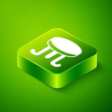 Isometric Coffee table icon isolated on green background. Street cafe. Green  스톡 일러스트