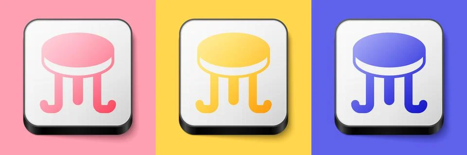Isometric Coffee table icon isolated on pink, yellow and blue background. Street Stock Illustration