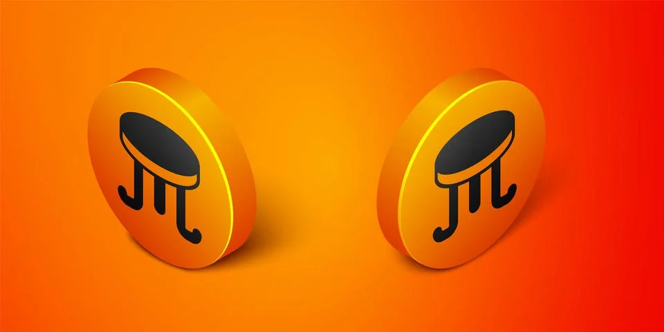 Isometric Coffee table icon isolated on orange background. Street cafe. Orange 스톡 일러스트