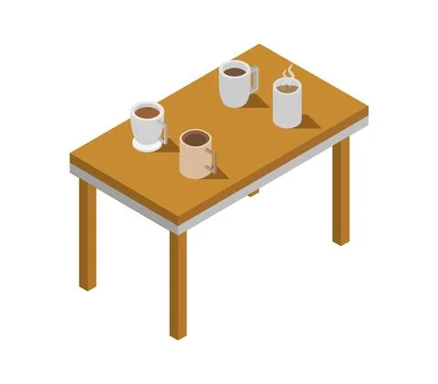 Isometric coffee table in vector on white background Stock Illustration