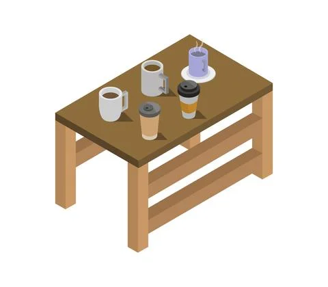 Isometric coffee table in vector on white background Stock Illustration