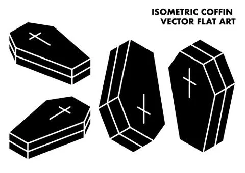 Isometric Coffin Vector Flat Art Set Stock Illustration