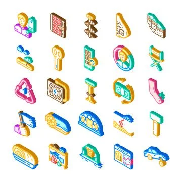 Isometric collection of creative miscellaneous icons and symbols Stock Illustration