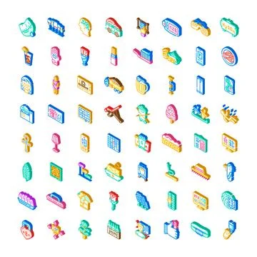 Isometric collection of creative web design icons Stock Illustration