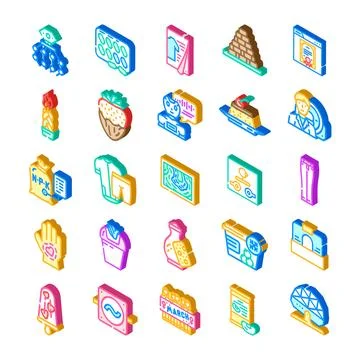 Isometric collection depicting artificial intelligence and daily life element Stock Illustration