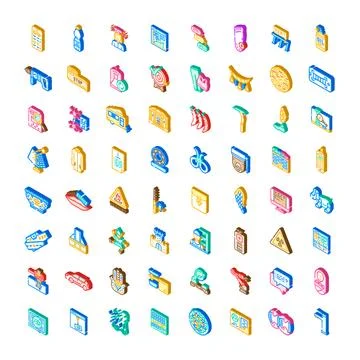 Isometric collection of diverse abstract design elements Stockillustratie