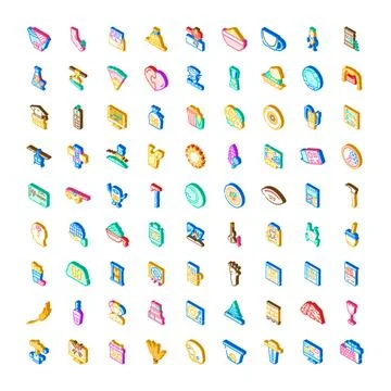 Isometric collection of diverse concepts and objects Illustrazione stock