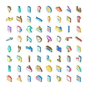 Isometric collection of diverse concepts and web icons Stock Illustration