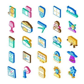 Isometric collection of diverse concepts and abstract icons Stockillustratie