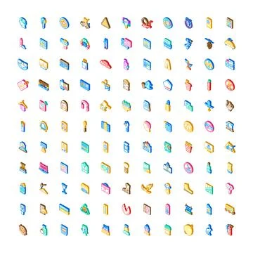 Isometric collection of diverse interface application icons 스톡 일러스트