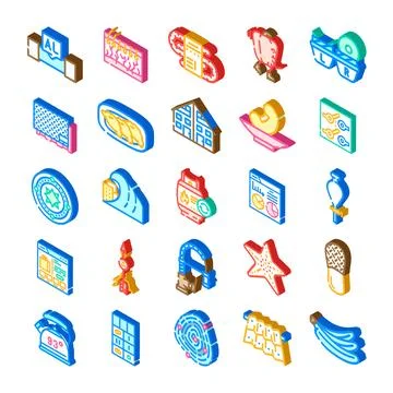 Isometric collection of diverse internet web icons 库存插图