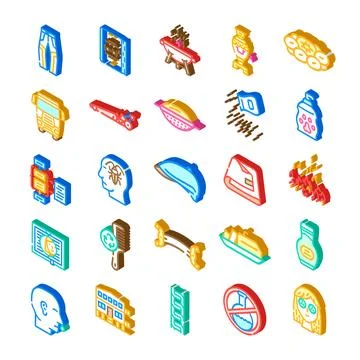 Isometric collection of diverse object line art icons イラスト素材
