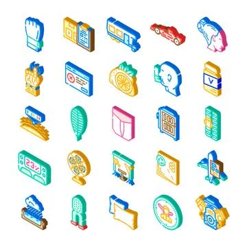 Isometric collection of diverse technology and service icons Stock-Illustration