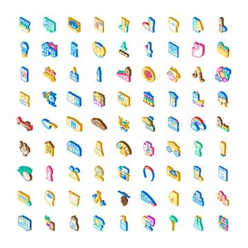 Isometric collection of diverse web and app icons イラスト素材