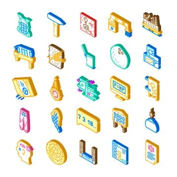 Isometric collection of diverse web icons and symbols イラスト素材