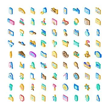 Isometric collection of various modern technology vector icons Stock Illustration