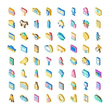 Isometric colorful objects and icons collection 스톡 일러스트