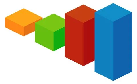 Isometric column chart. Color 3d diagram icon Stockillustratie