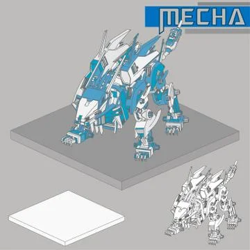 Isometric Combat robot. High quality battle robot isolated on white backgroun Stock Illustration