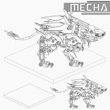 Isometric Combat robot. High quality battle robot isolated on white backgroun Stock Illustration