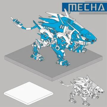 Isometric Combat robot. High quality battle robot isolated on white backgroun Stock Illustration