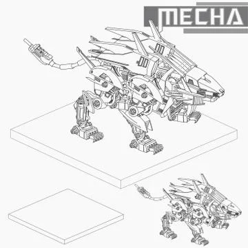 Isometric Combat robot. High quality battle robot isolated on white backgroun Stock Illustration