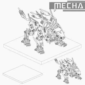 Isometric Combat robot. High quality battle robot isolated on white backgroun Stock Illustration