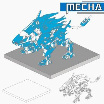 Isometric Combat robot. High quality battle robot isolated on white backgroun Stock Illustration