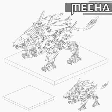 Isometric Combat robot. High quality battle robot isolated on white backgroun Stock Illustration