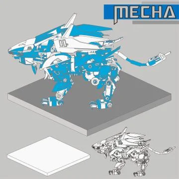 Isometric Combat robot. High quality battle robot isolated on white backgroun Stock Illustration